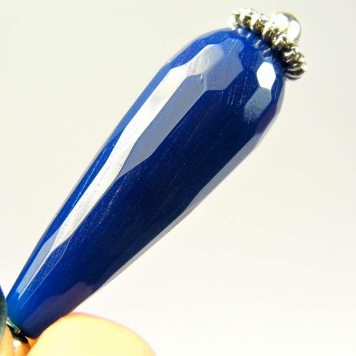 Facetuoto mėlyno agato pakabukas AP256