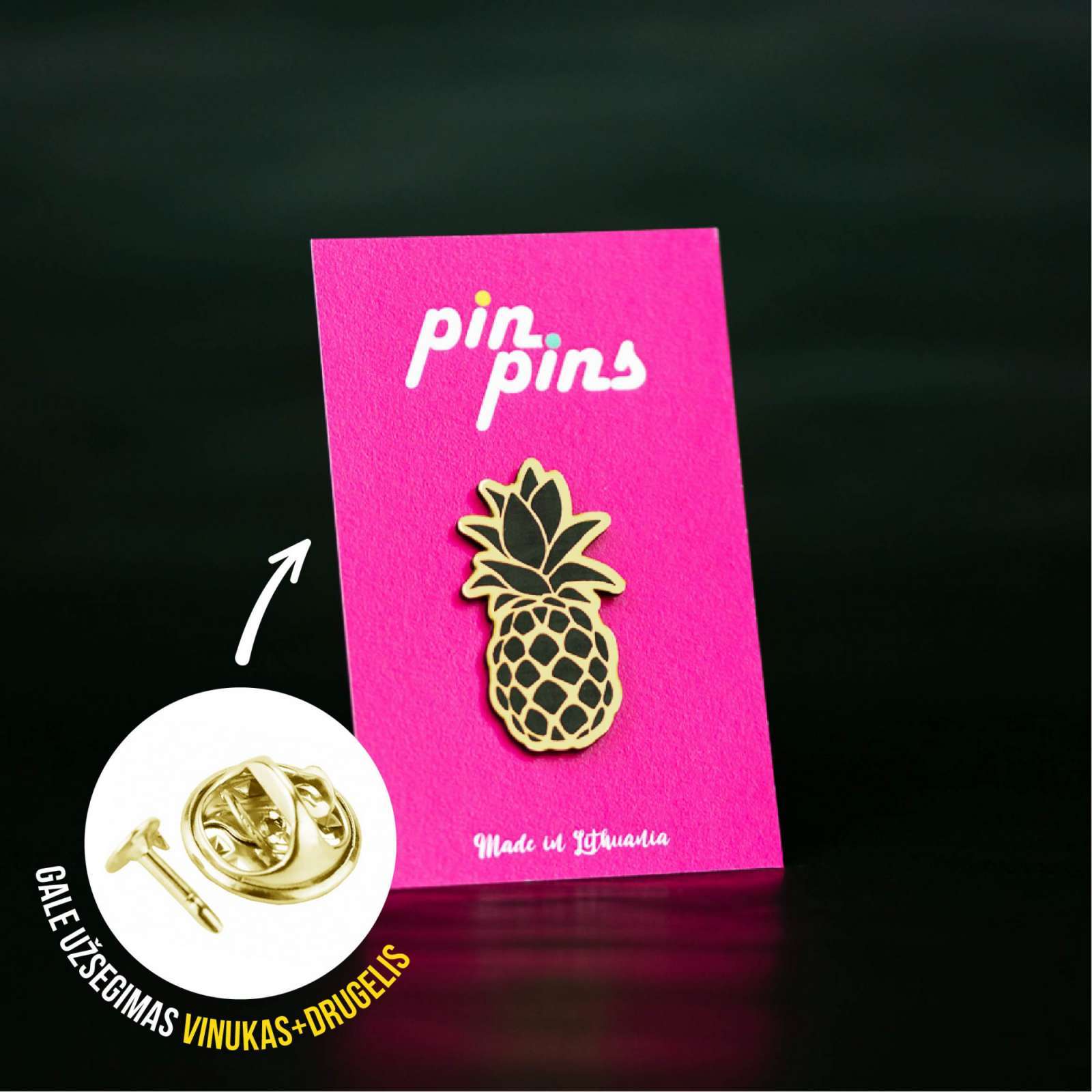 Ananasas Pineapple įsegamas Pin Ženkliukas sagė