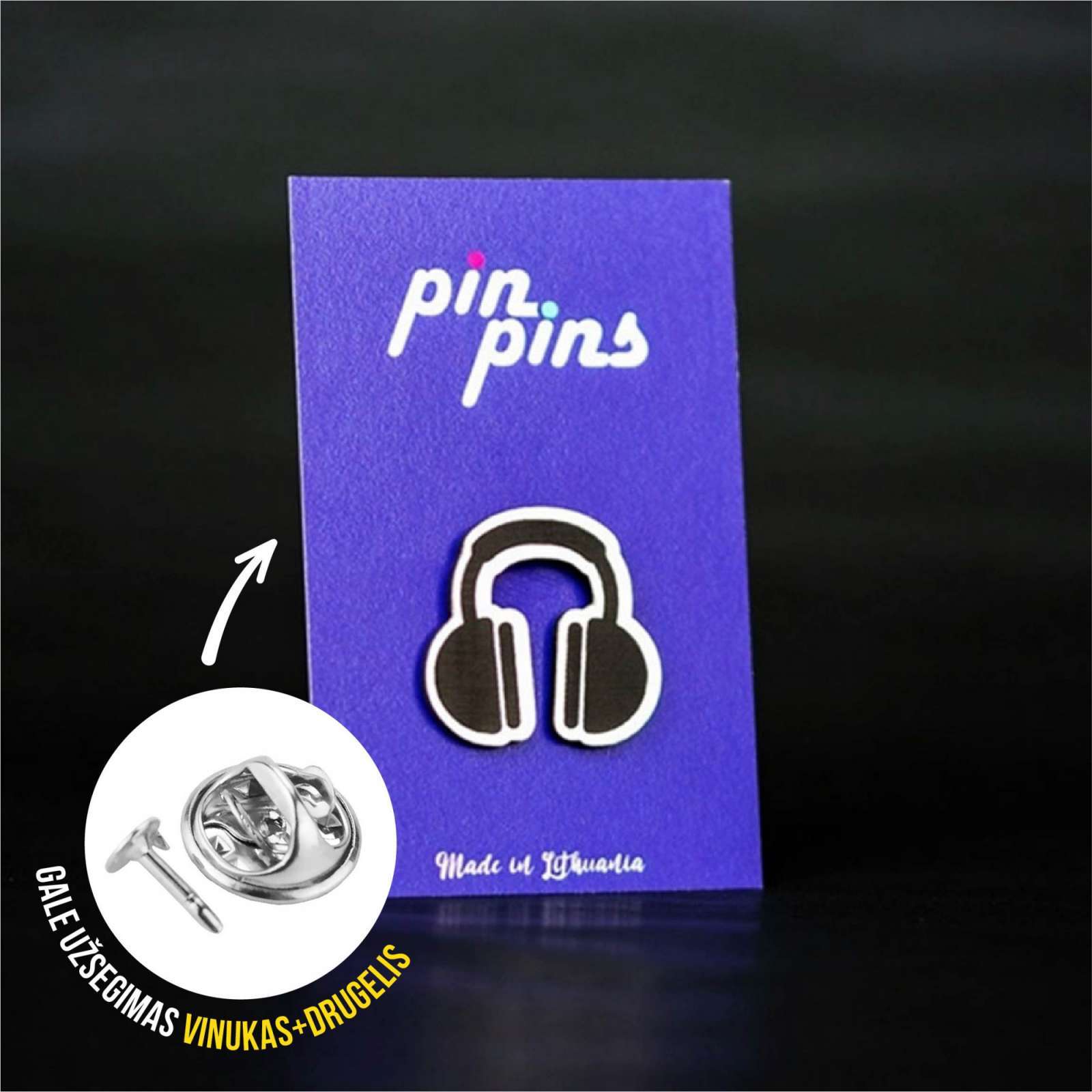 Ausinukai Muzika įsegamas Pin ženkliukas sagė