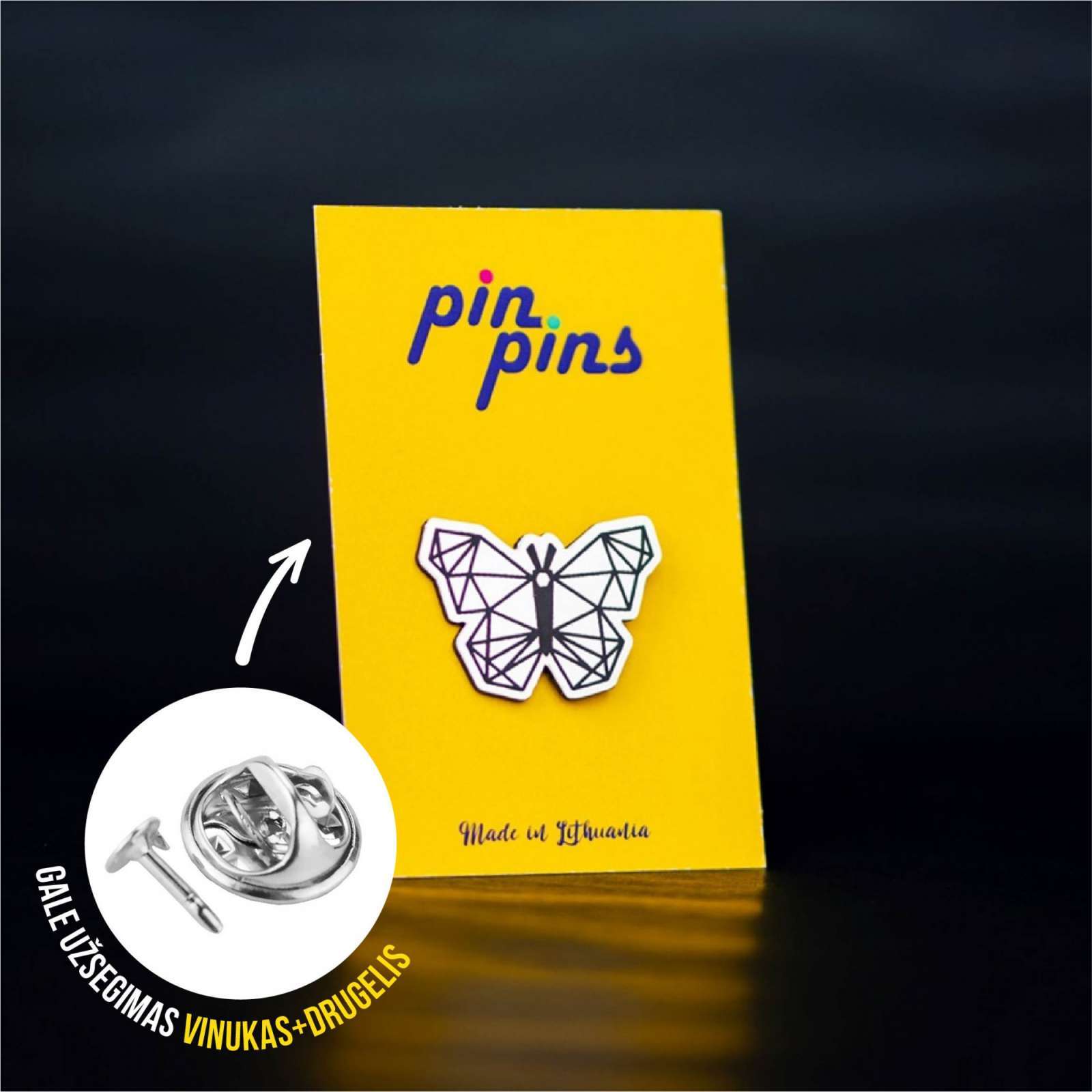 Drugelis Butterfly Geometric Line Pin Sagė