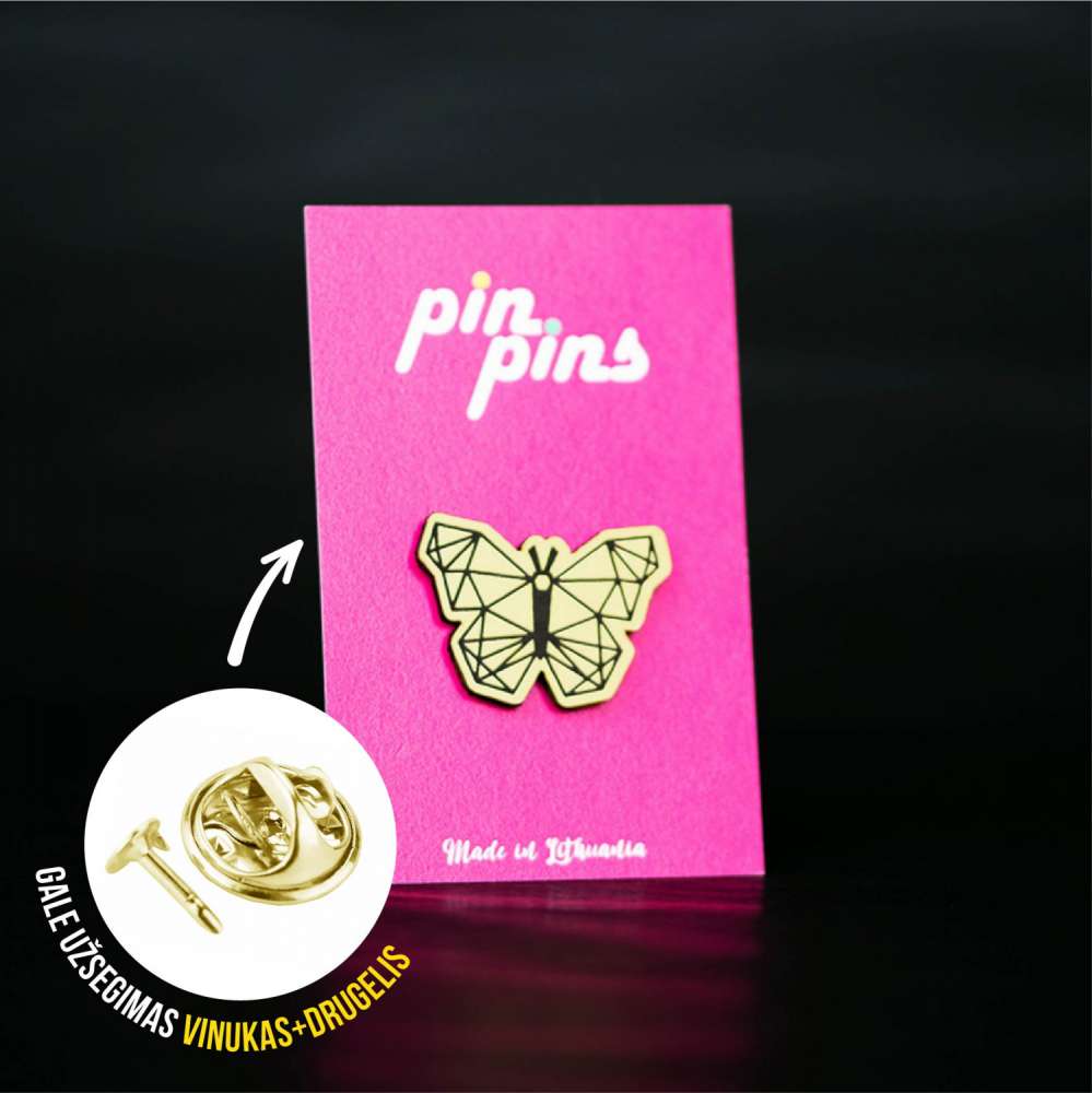 Drugelis Butterfly Geometric Line Pin Sagė