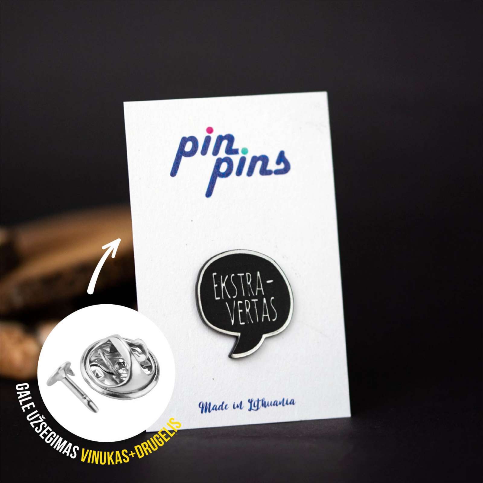 Ekstravertas įsegamas Pin ženkliukas sagė