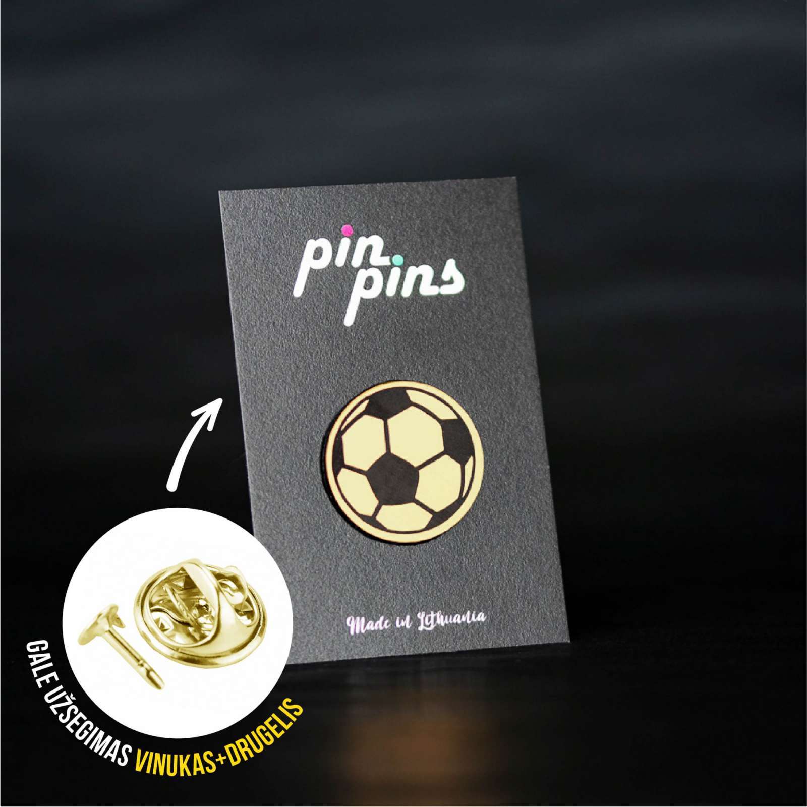 Futbolas kamuolys Football įsegamas Pin ženkliukas