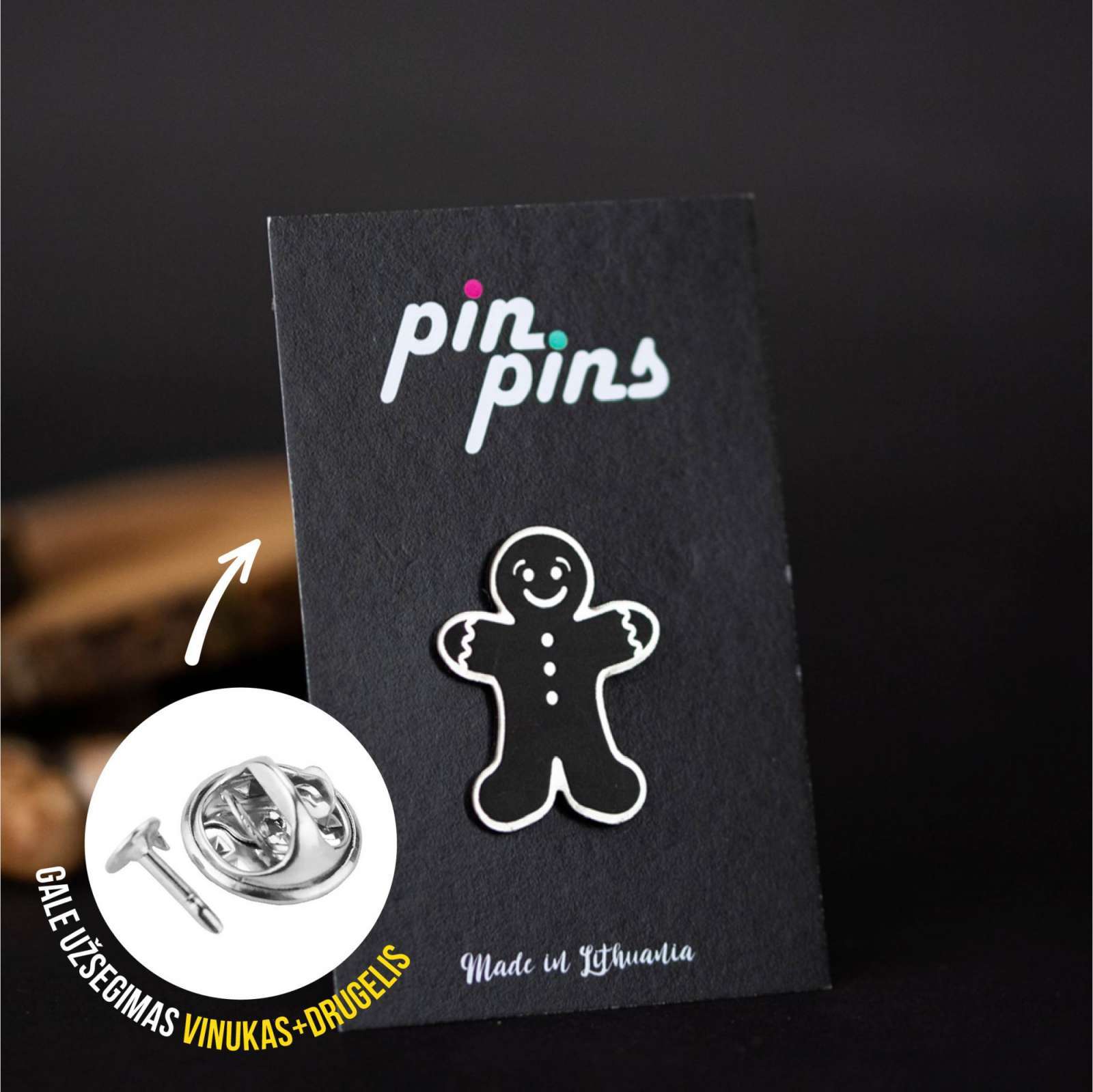 Gingerman įsegamas Pin ženkliukas sagė