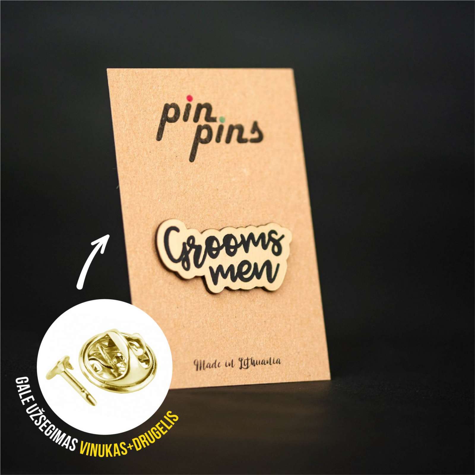 Grooms Men Pabrolys įsegamas Pin Ženkliukas