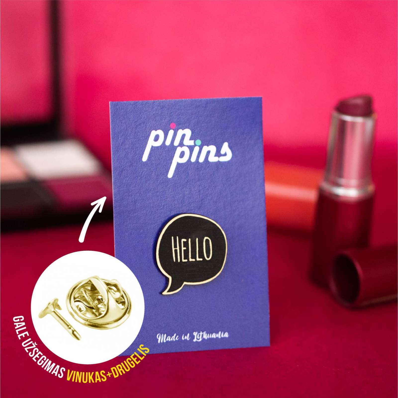 Hello Labas įsegamas Pin ženkliukas sagė drabužio aksesuaras