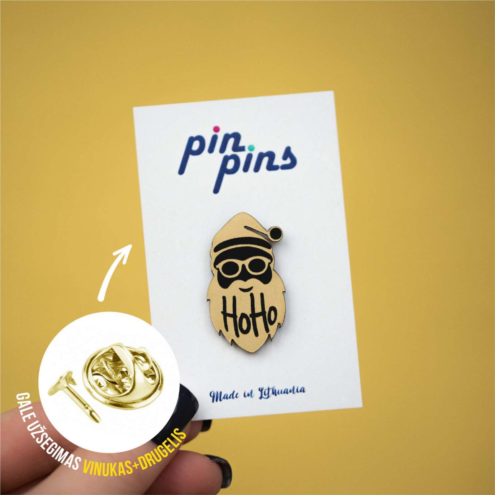 Kalėdų senis - HoHo! Įsegamas Pin ženkliukas sagė