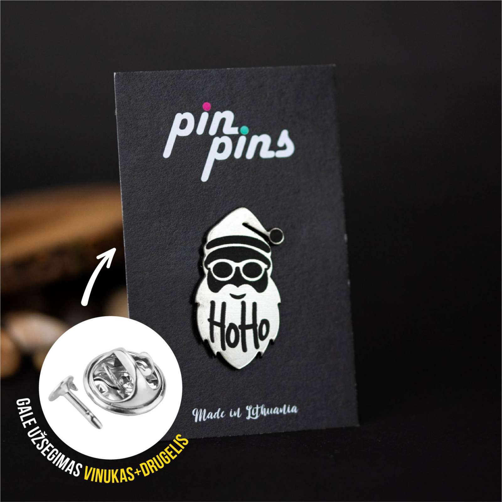 Kalėdų senis - HoHo! Įsegamas Pin ženkliukas sagė