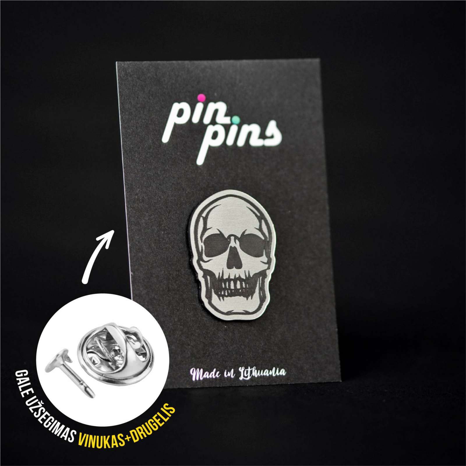 Kaukolė Scull įsegamas Pin ženkliukas sagė drabužio aksesuaras