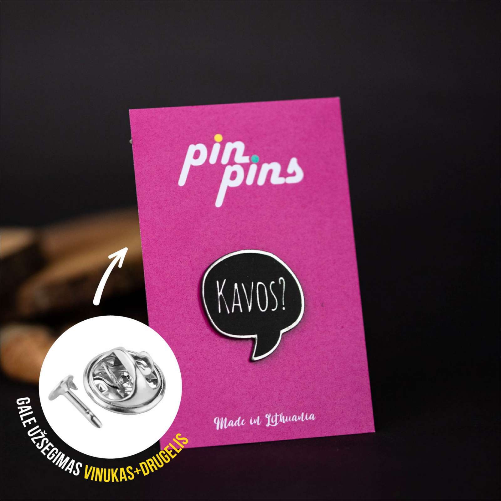 Kavos? Įsegamas Pin ženkliukas sagė