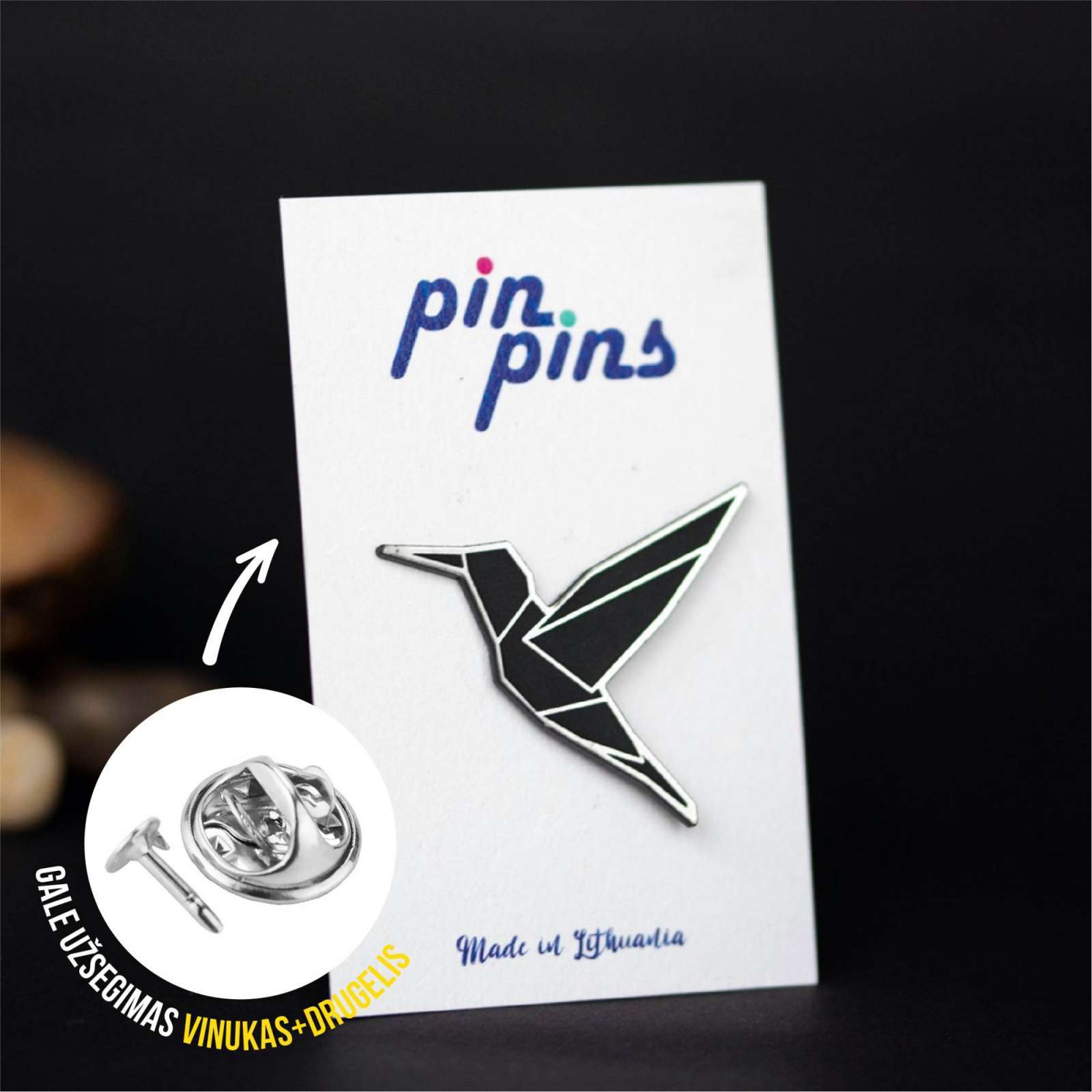 Kolibris Geometric Line įsegamas Pin ženkliukas sagė drabužio aksesuaras