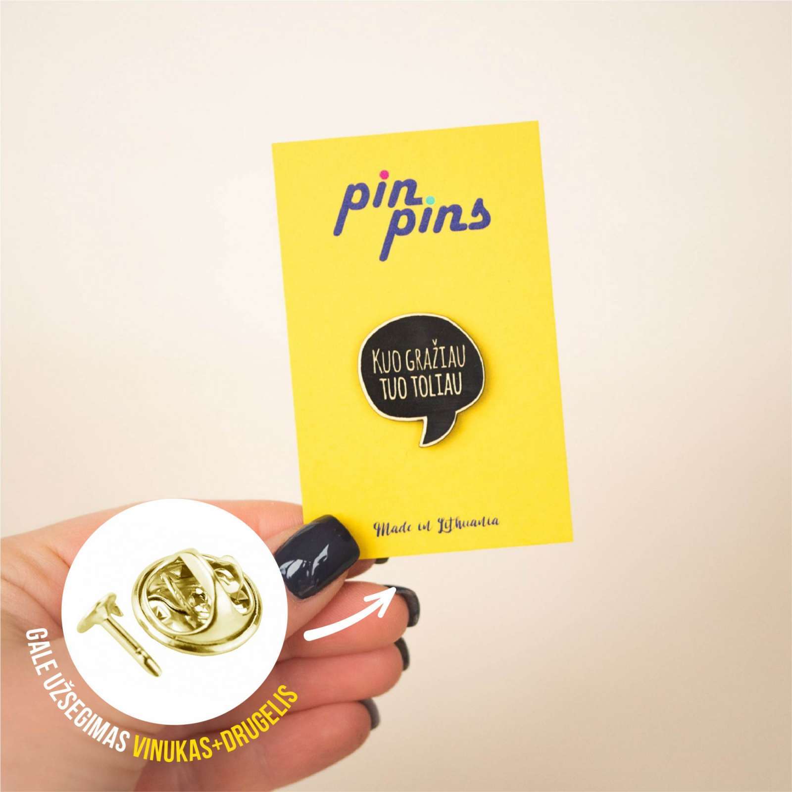 Kuo gražiau - Tuo toliau įsegamas Pin ženkliukas
