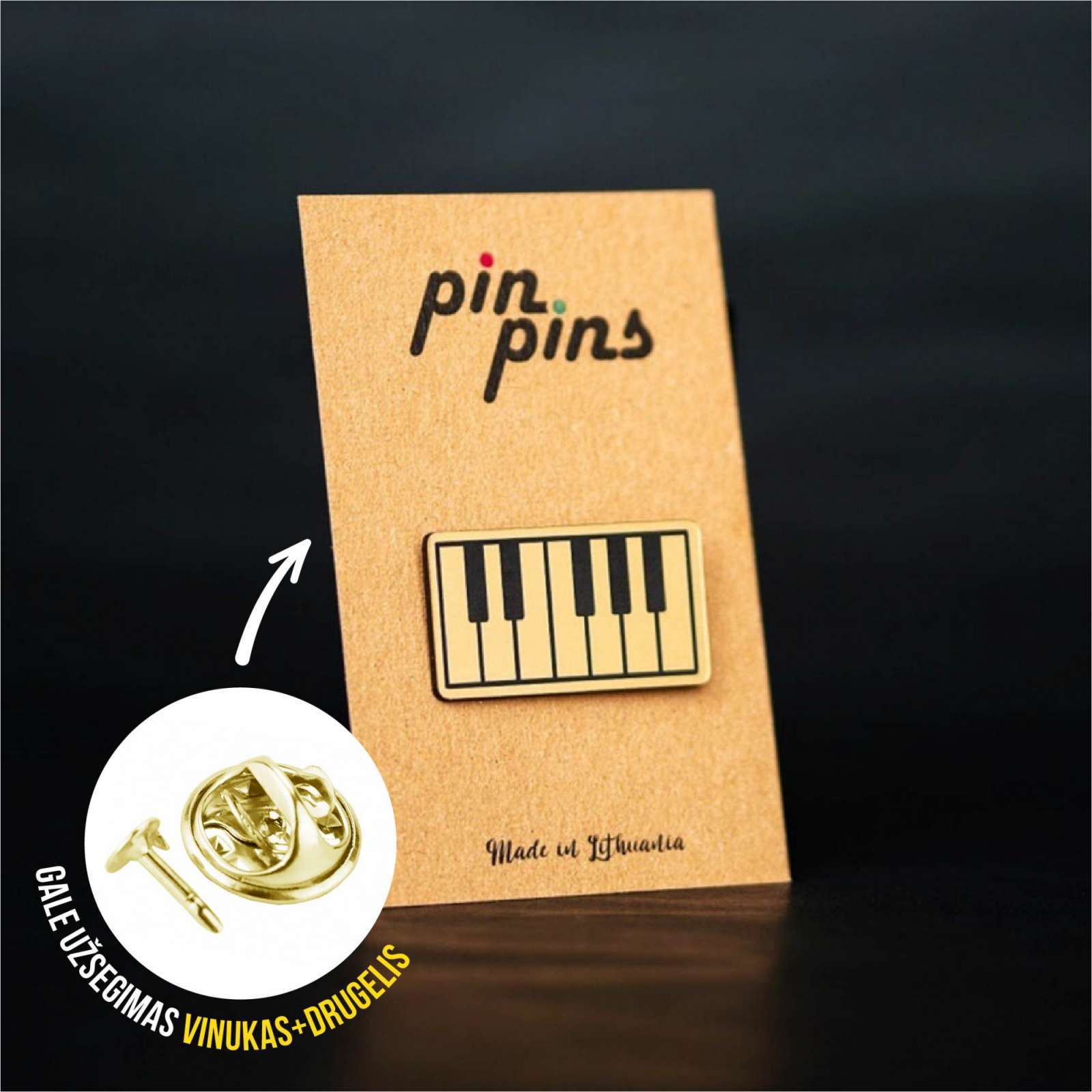 Piano Klavišai Muzika įsegamas Pin ženkliukas sagė