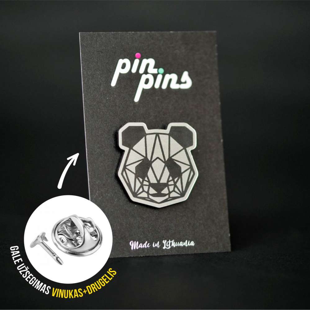 Panda Geometric Line Pin ženkliukas sagė