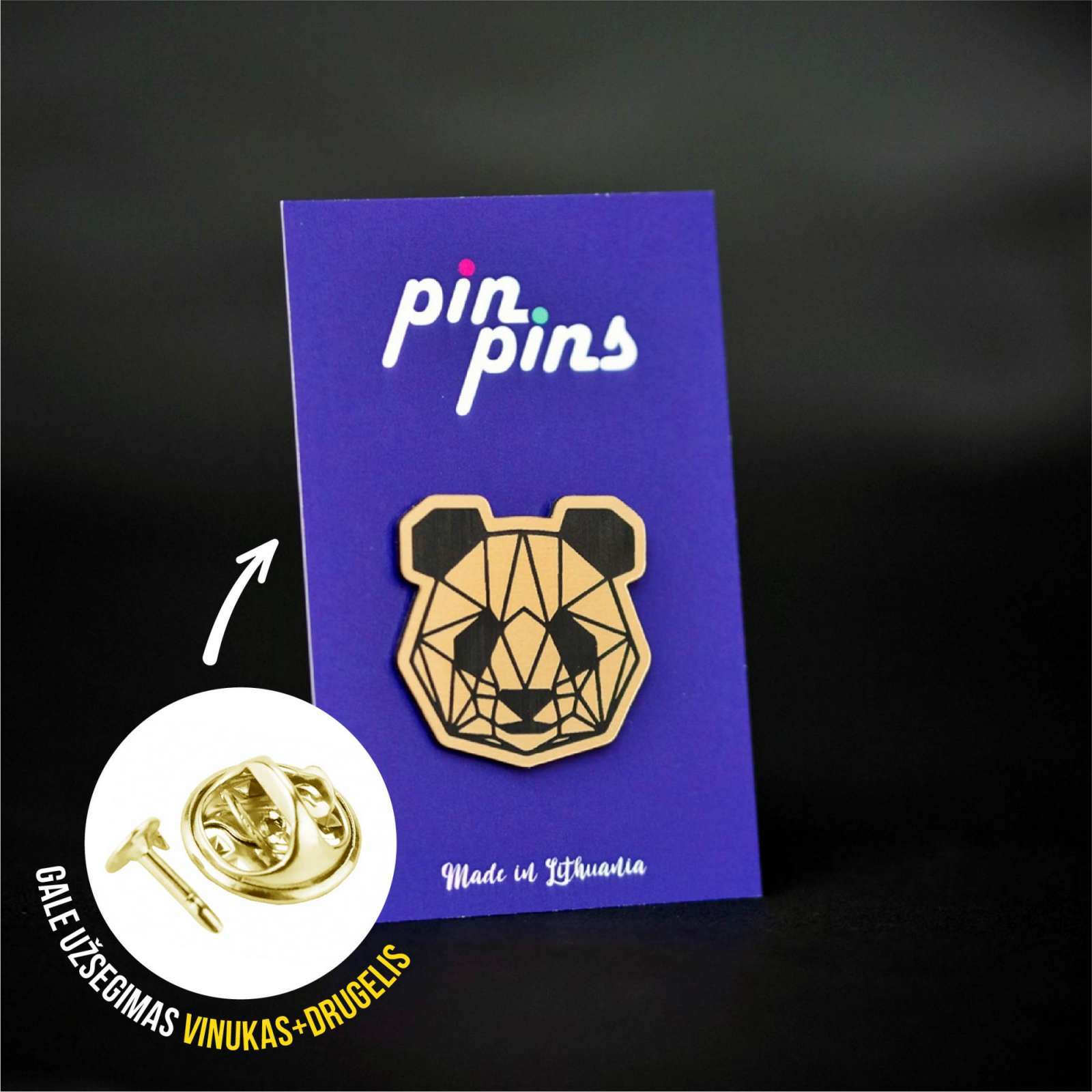 Panda Geometric Line Pin ženkliukas sagė