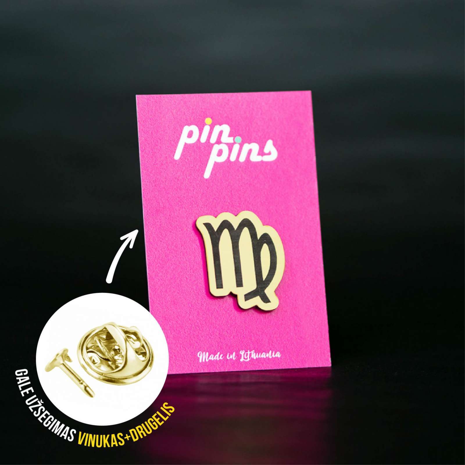 Mergelė zodiakas Pin ženkliukas sagė