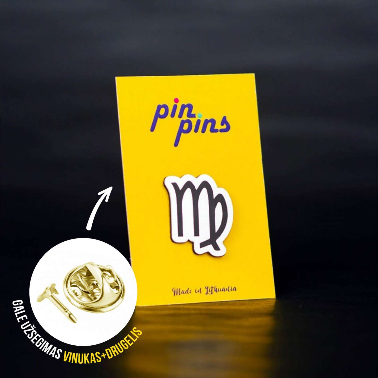 Mergelė zodiakas Pin ženkliukas sagė