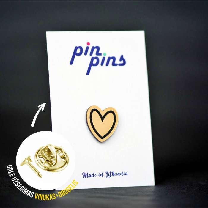 Maža Širdelė / Heart įsegamas Pin ženkliukas sagė drabužio aksesuaras
