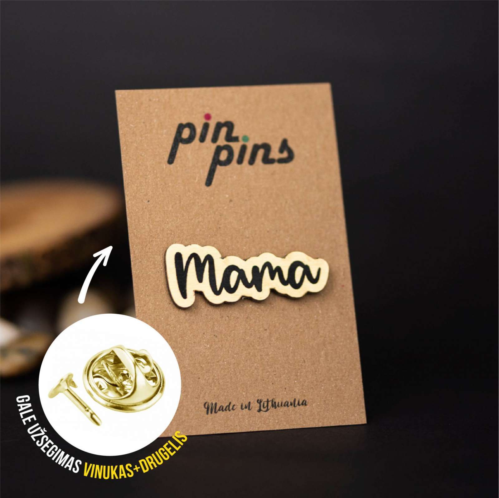 Mama Mom Mum Mummy įsegamas Pin ženkliukas sagė drabužio aksesuaras