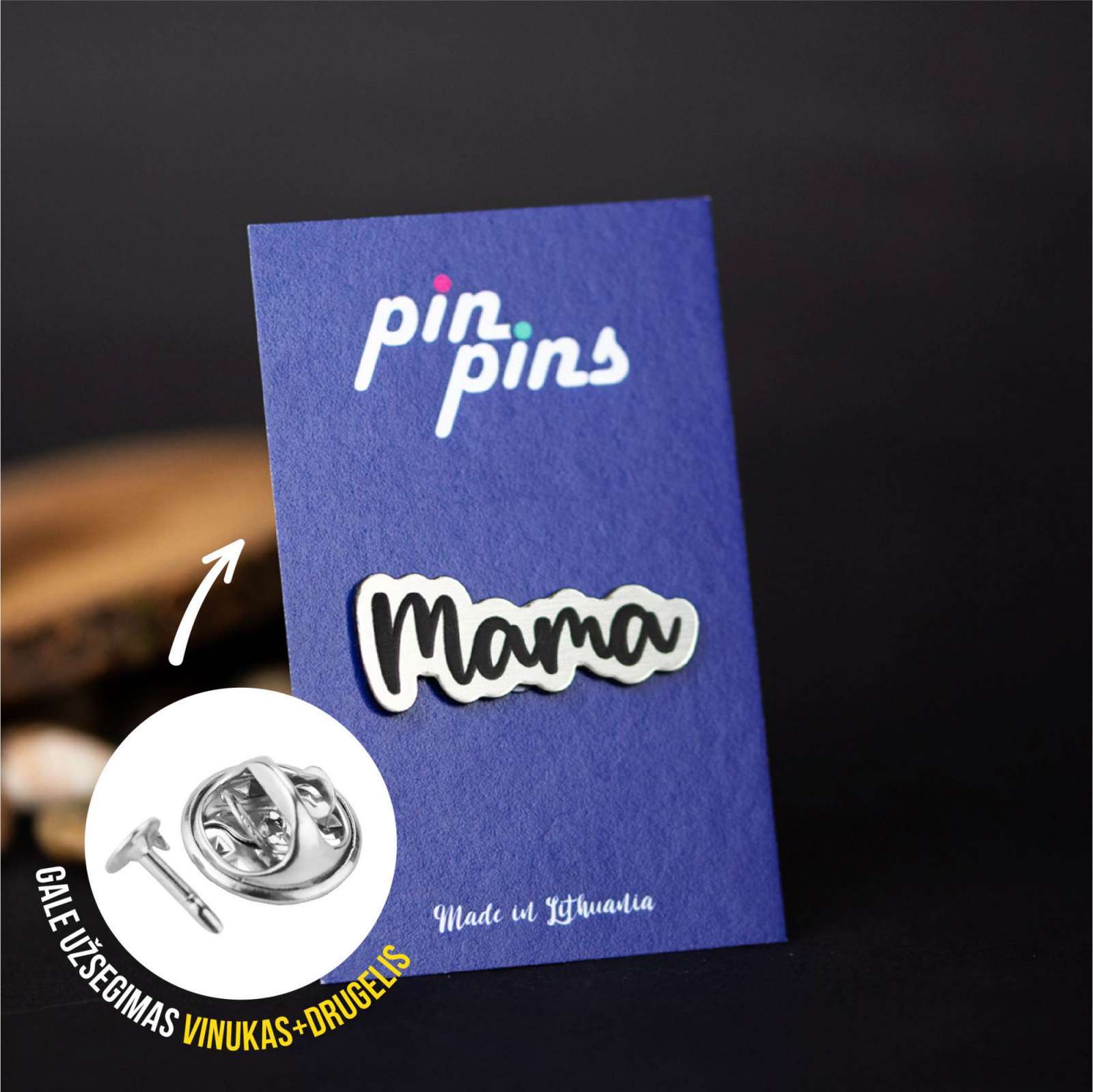 Mama Mom Mum Mummy įsegamas Pin ženkliukas sagė drabužio aksesuaras