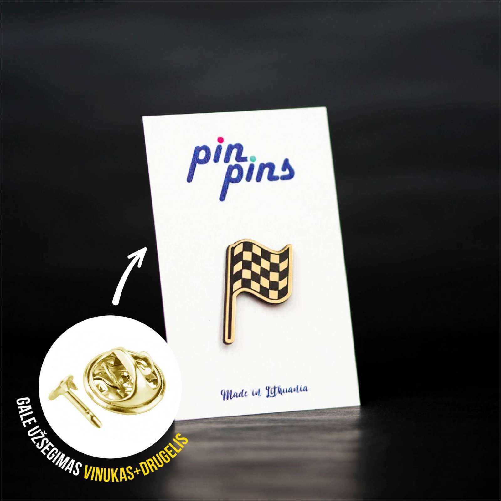 Vėliava Finišas Finish Flag Pin ženkliukas
