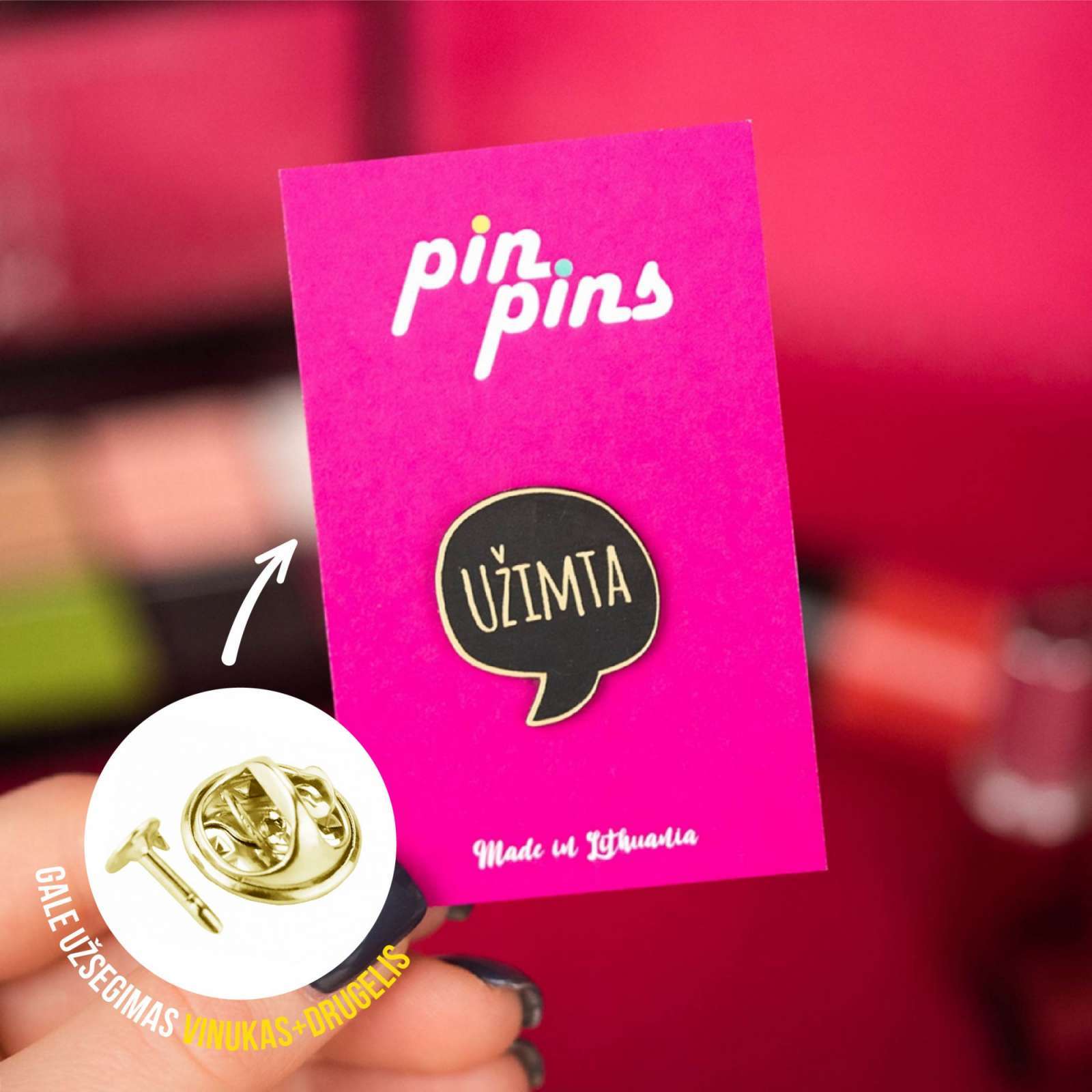 Užimta! sagė Pin ženkliukas