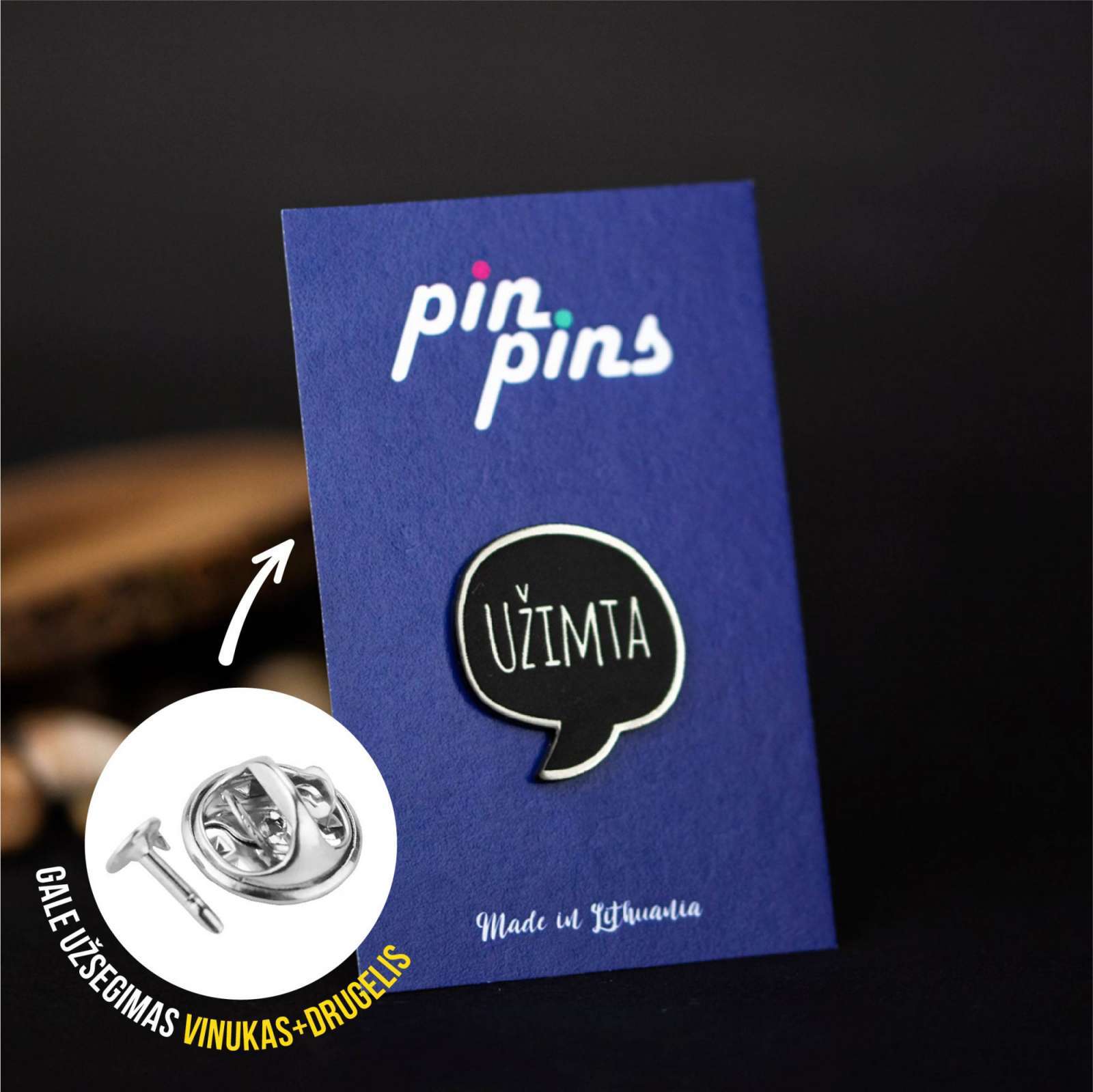 Užimta! sagė Pin ženkliukas