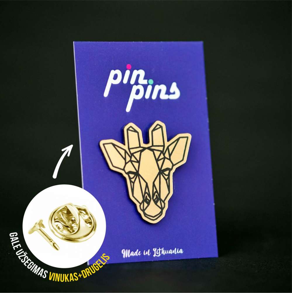 Žirafa Giraffe Geometric Line - Pin ženkliukas