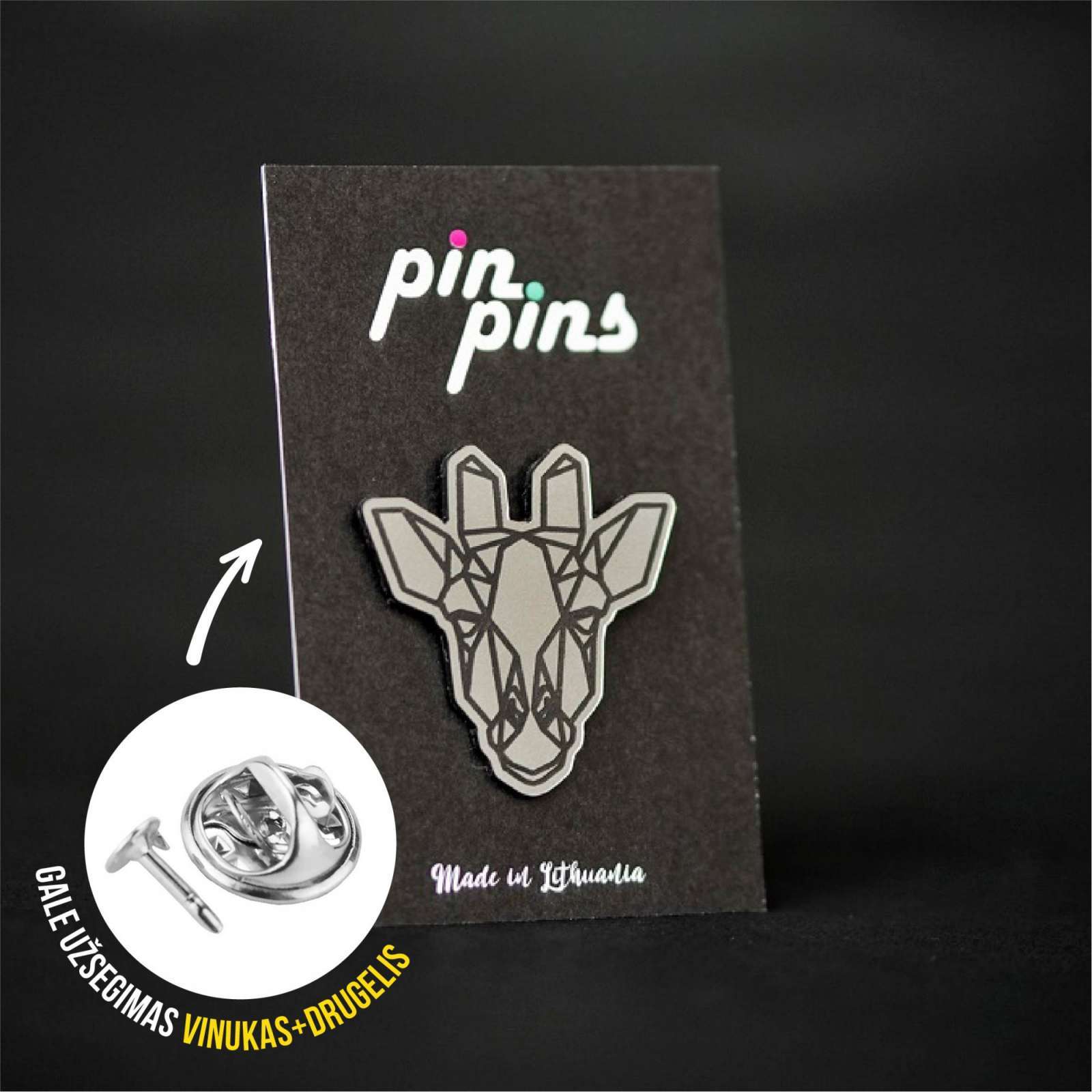 Žirafa Giraffe Geometric Line - Pin ženkliukas