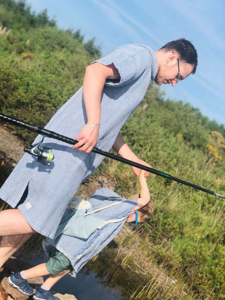 Vaikiško ir suaugusių lininių pončų rinkinys