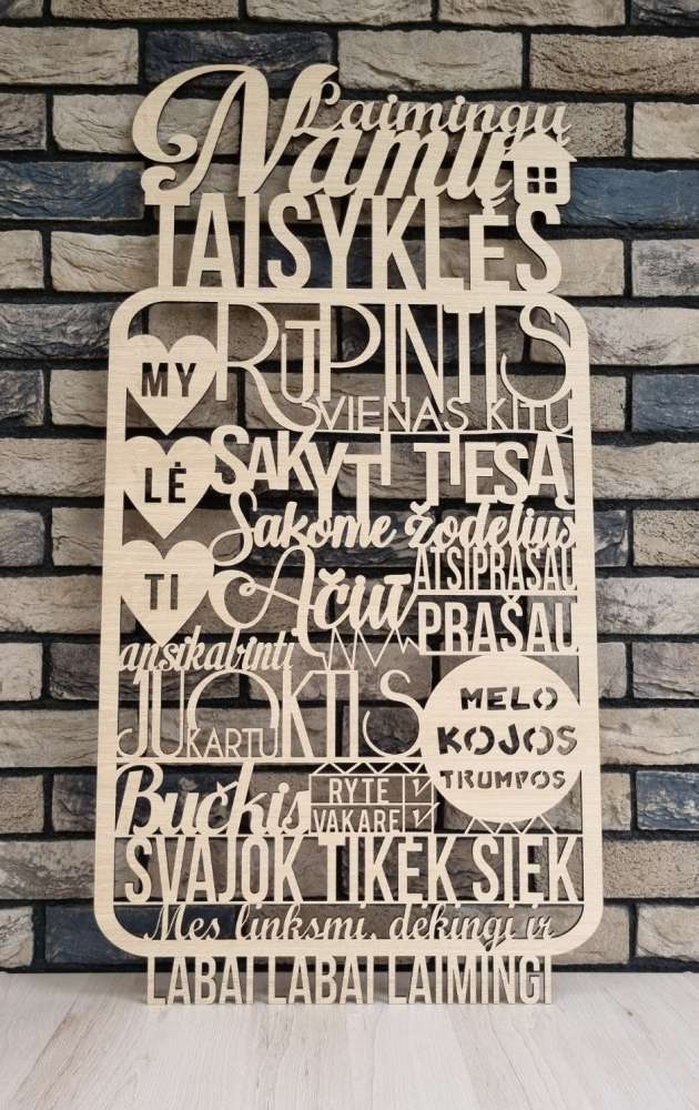 Laimingų namų taisyklės, 35x68 cm
