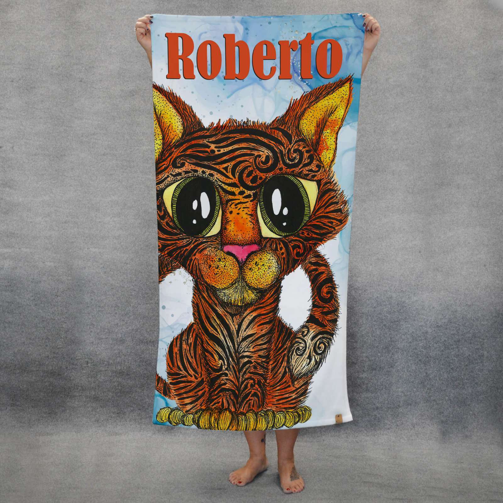 Vardinis rankšluostis su TIGRIUKU (S, L, XL)