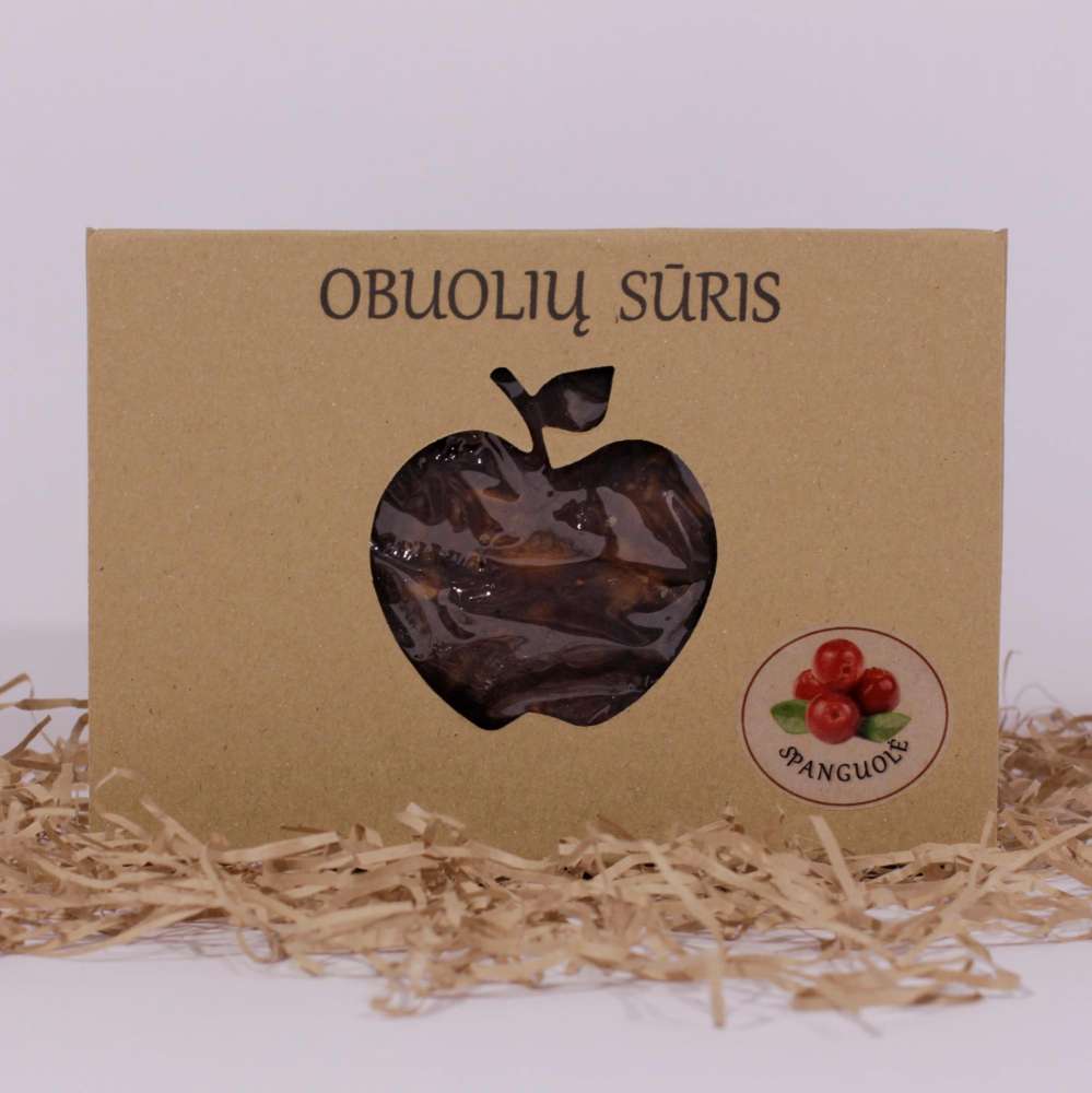 Obuolių sūris su spanguolėmis dėžutėje, 220 gr.