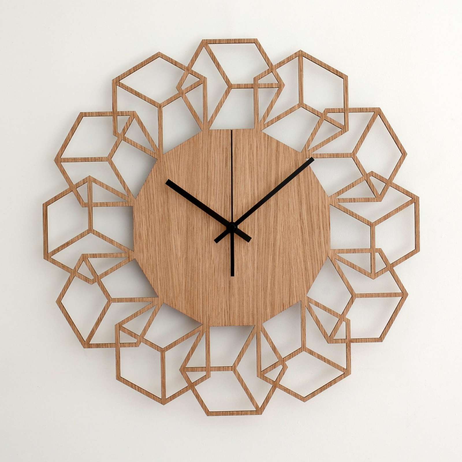 Sieninis ąžuolo faneruotės laikrodis CUBEFLOWER