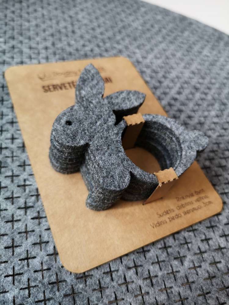 Servetėlių žiedai iš veltinio „Zuikis“, 6 vnt.