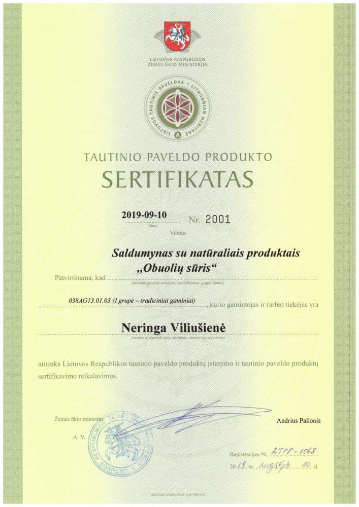 Obuolių sūris „TAUTINIS PAVELDAS“ maišelyje, 220 gr.