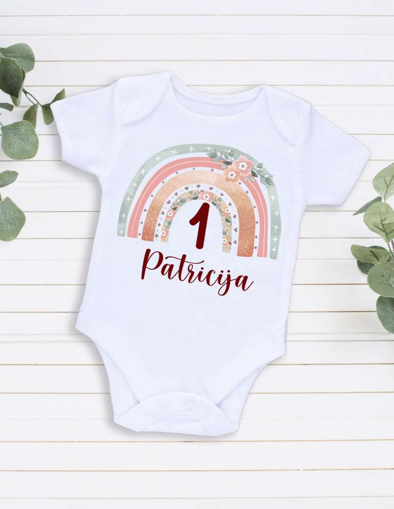 Personalizuotas pirmo gimtadienio smėlinukas „Vaivorykštė“