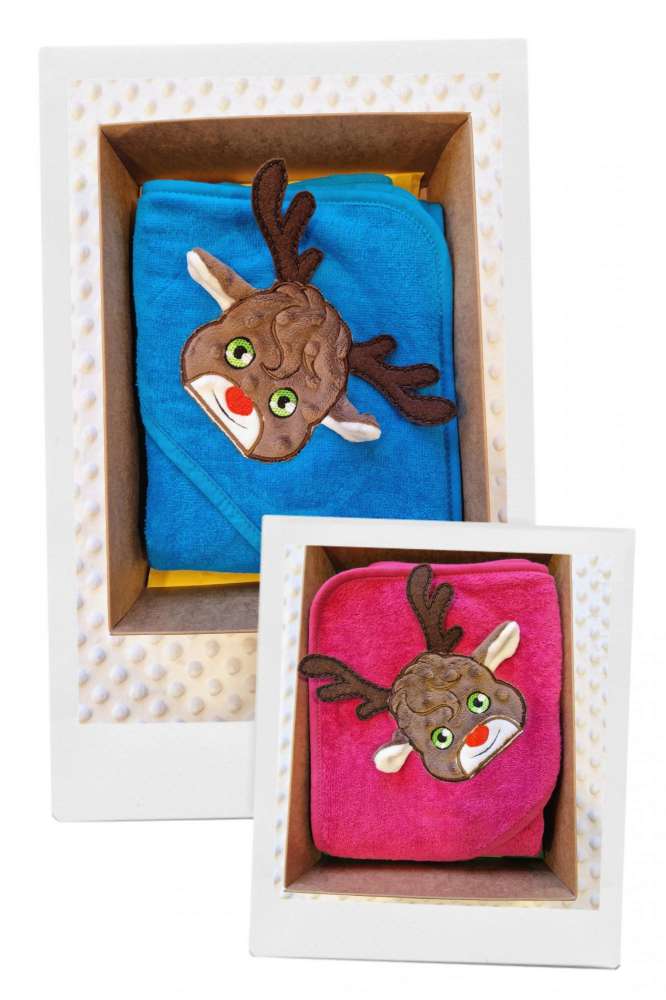 Siuvinėtas rankšluostis kūdikiui Elniukas🦌🎁, dėžutėje