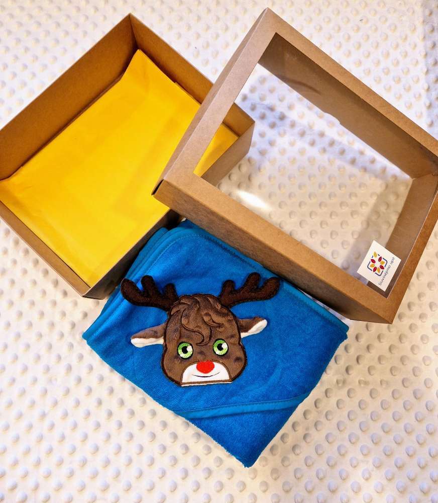 Siuvinėtas rankšluostis kūdikiui Elniukas🦌🎁, dėžutėje