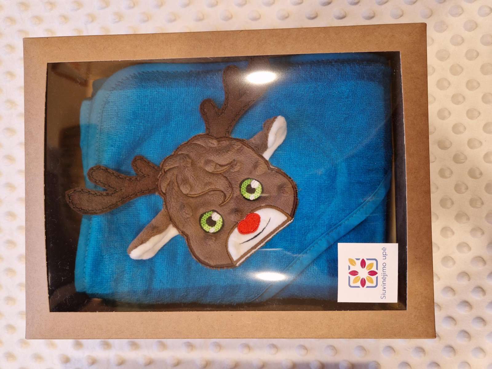 Siuvinėtas rankšluostis kūdikiui Elniukas🦌🎁, dėžutėje