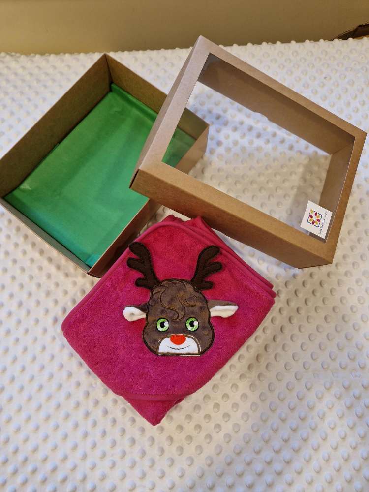 Siuvinėtas rankšluostis kūdikiui Elniukas🦌🎁, dėžutėje
