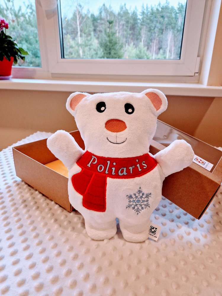 Siuvinėtas lokiukas ❄️, 25 cm, personalizuota dovana dėžutėje🎁