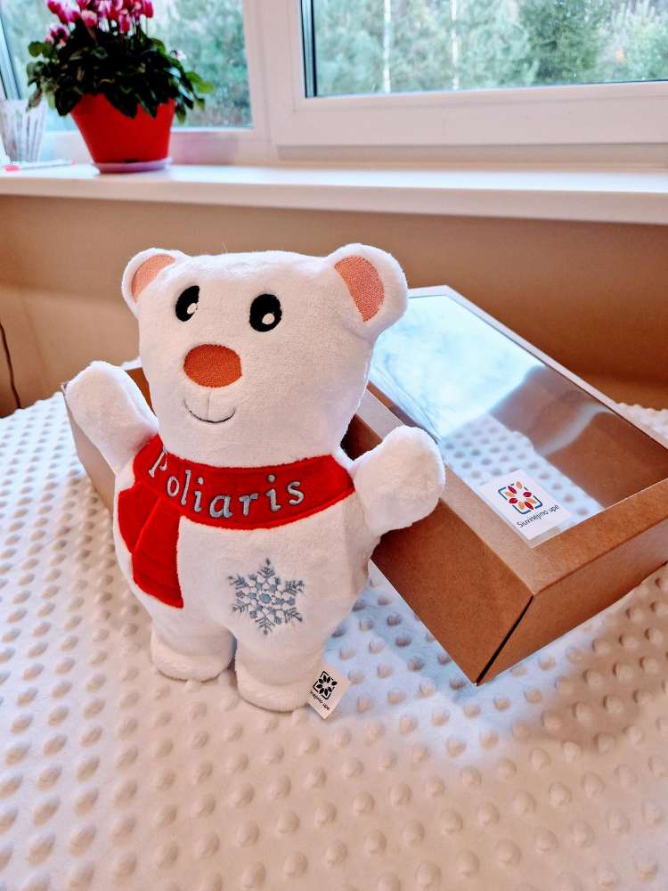 Siuvinėtas lokiukas ❄️, 25 cm, personalizuota dovana dėžutėje🎁