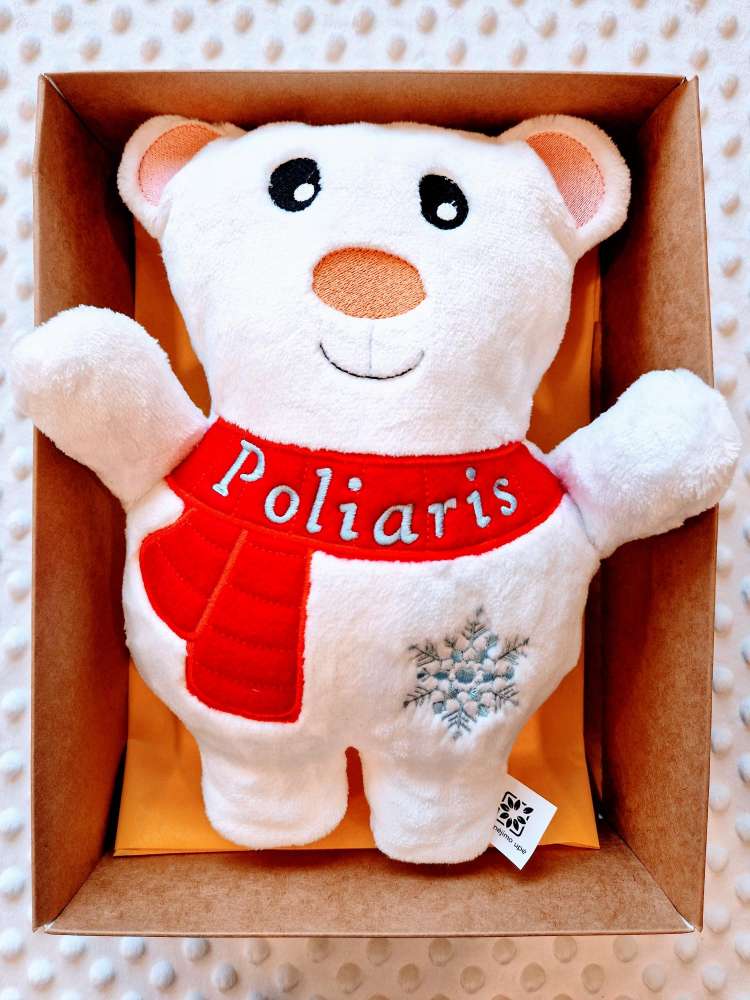 Siuvinėtas lokiukas ❄️, 25 cm, personalizuota dovana dėžutėje🎁