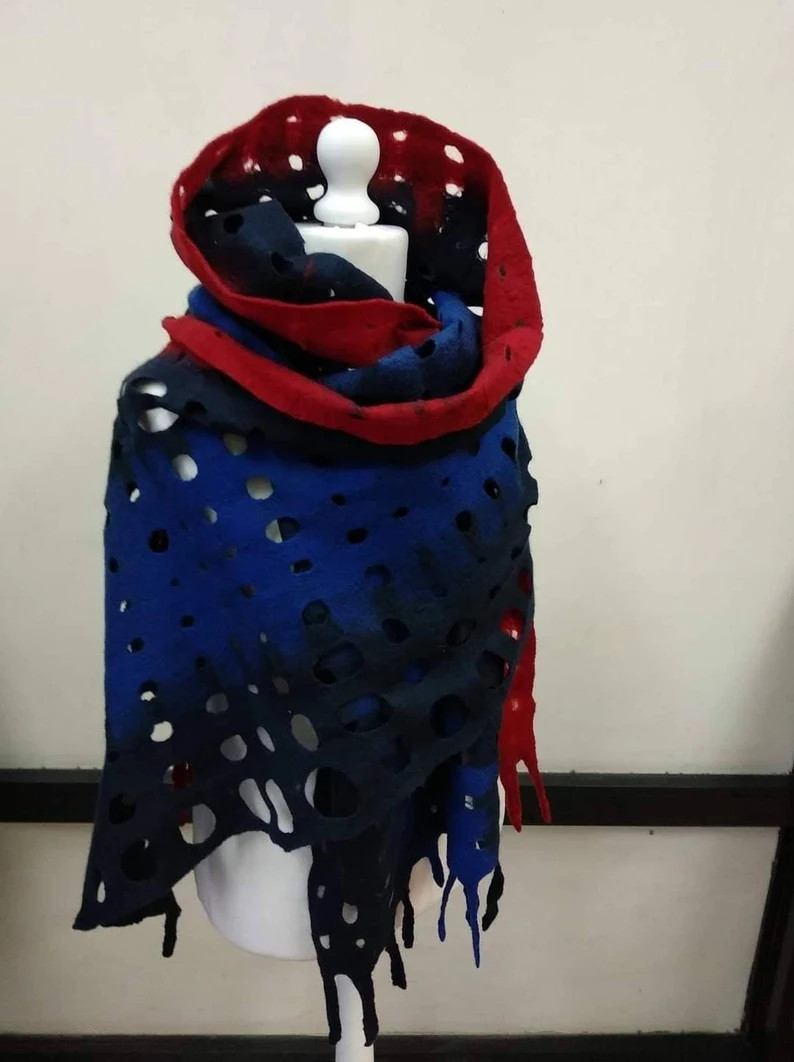 Didelis negabaritinis šalikas iš naturalios merino vilnos,  rankų darbo veltinis žieminis šalikas, merino vilnos šalikas, dovana jai