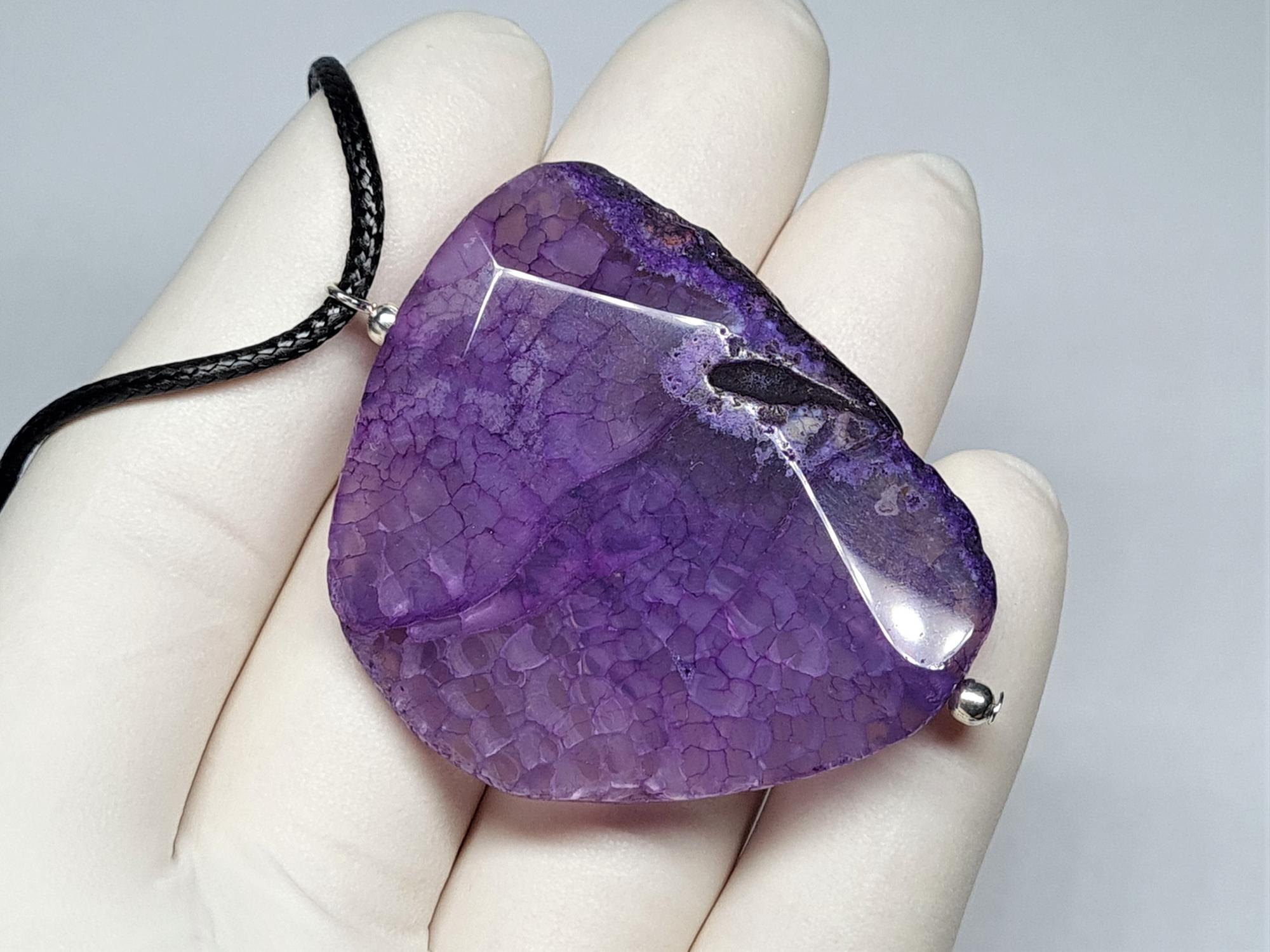 Agato pakabukas su virvele. Violetinis Agatas 0162