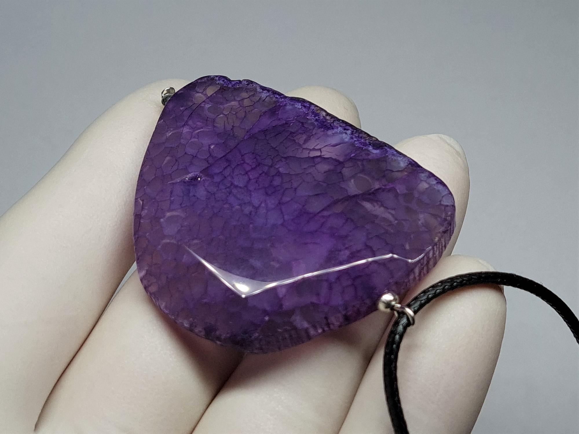 Agato pakabukas su virvele. Violetinis Agatas 0162