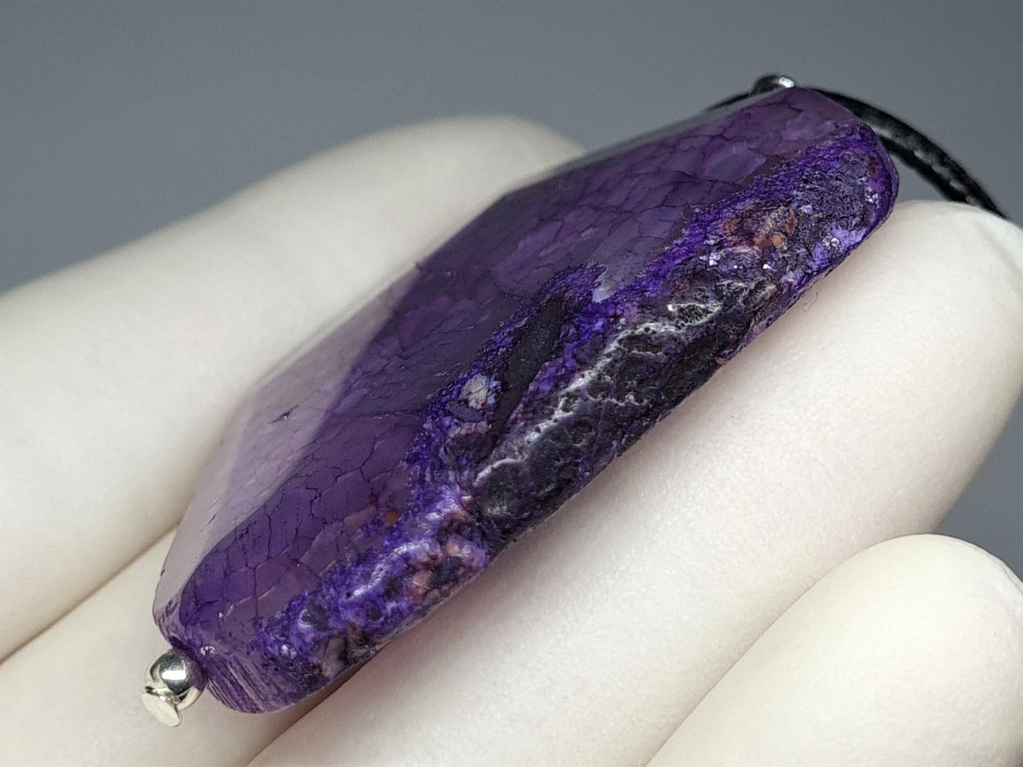 Agato pakabukas su virvele. Violetinis Agatas 0162