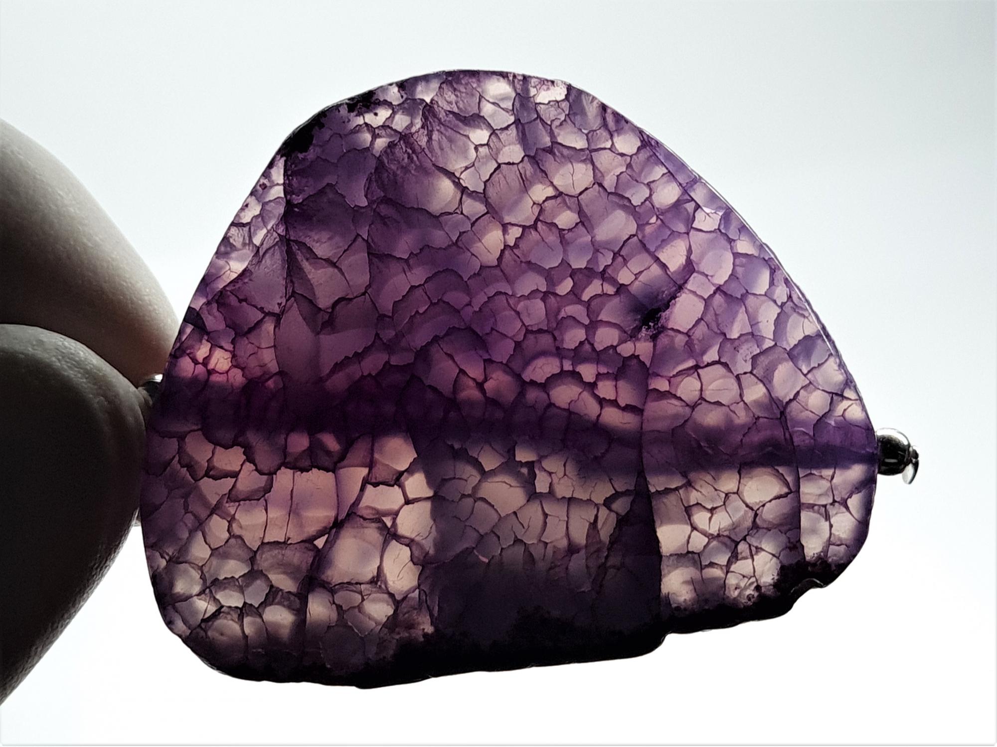 Agato pakabukas su virvele. Violetinis Agatas 0162