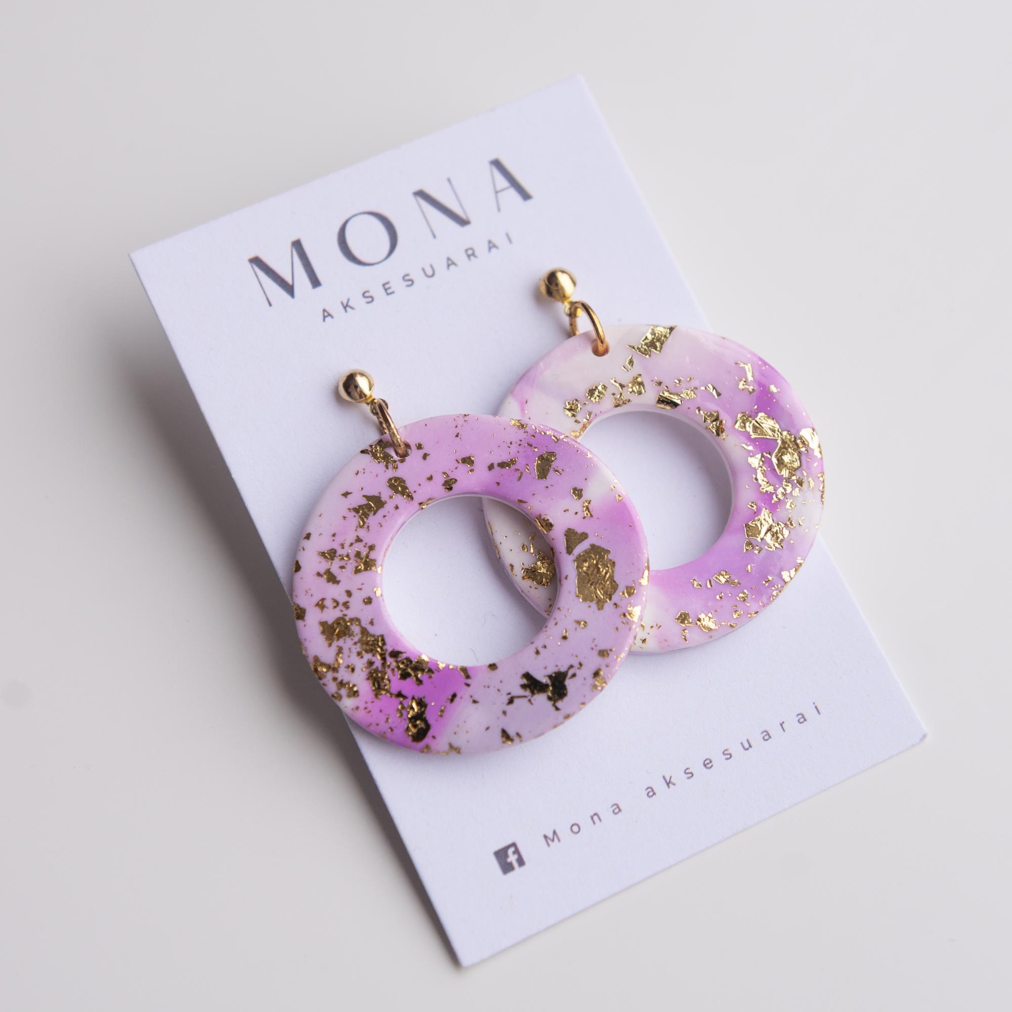 Auskarai ,,Pink golden rings“